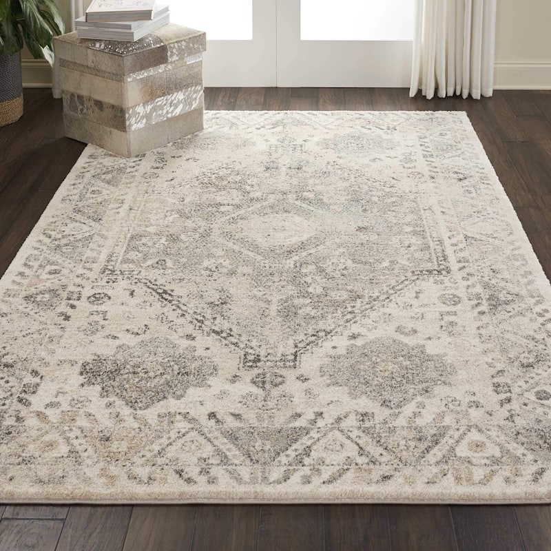 Nourison Fusion Vintage Distressed Area Rug - 9' 6"x13' - Cream/Grey