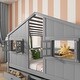 preview thumbnail 17 of 21, Full Size House Loft Bed with Roof & Windows | 4 Storage Drawers, Pine Wood Frame, Safety Guardrails & Ladder