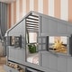 preview thumbnail 20 of 26, Full Size House-shaped Loft Bed with House Roof Frame Skylight Windows 4 Storage Drawers Guardrails and Stairs for Kids' Room