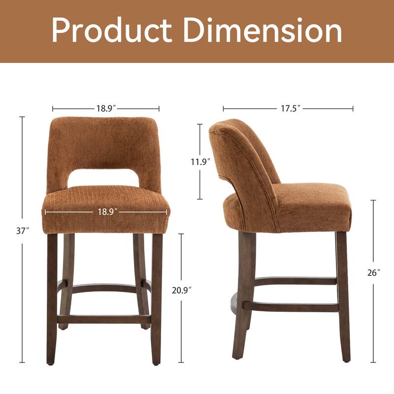Set of 2/4/6,Upholstered Counter Height Bar Stools,Modern Counter Stools with Wood Legs for Kitchen Island Dining Room Bar