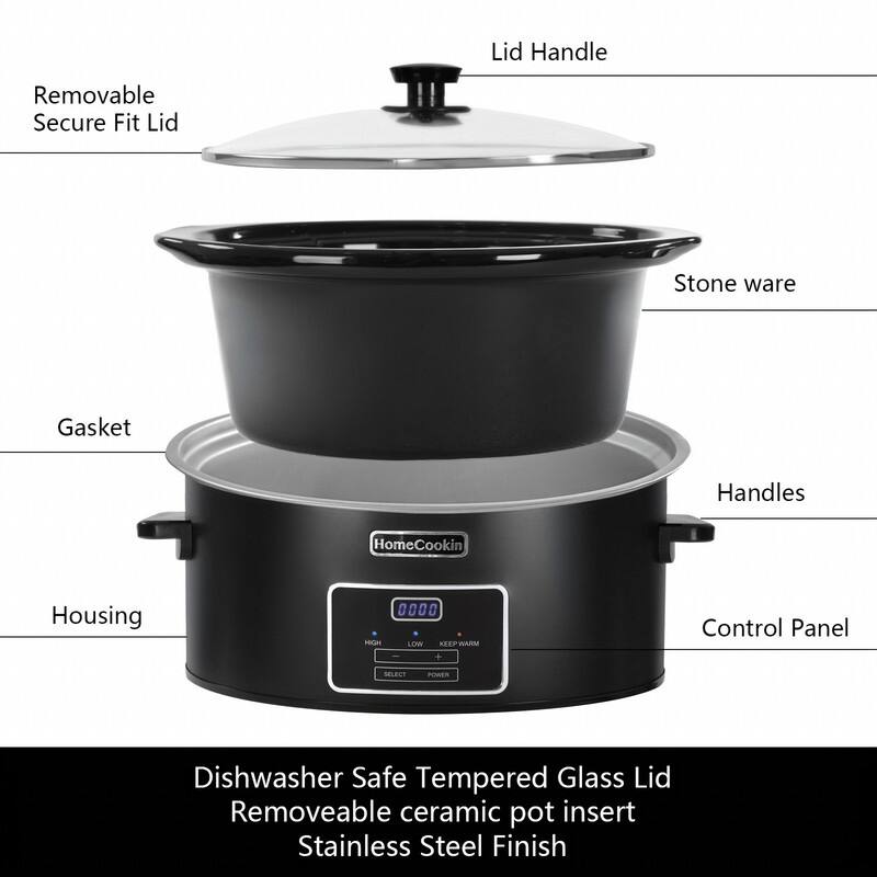 Homecookin 6,7 Quart Digital Display Programmable Slow Cooker