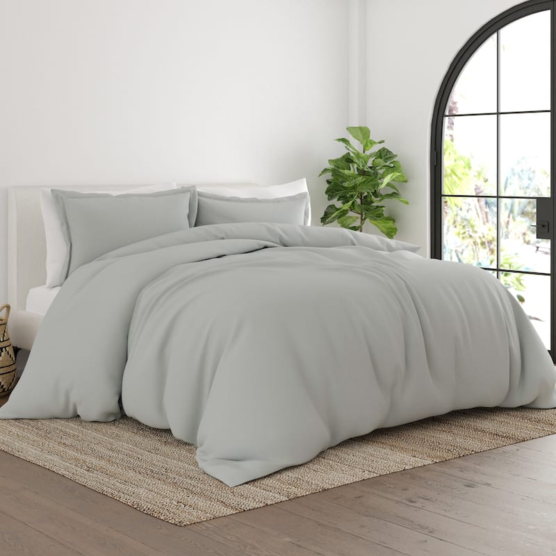 Soft Essentials Ultra-soft 3-piece Duvet Cover Set - Light Gray - Full - Queen
