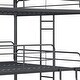 preview thumbnail 7 of 7, Simple Triple Full Bunk Beds, Full Over Full Over Full Metal Bunk Bed Platform Frame, Two Attached Ladders, Guard-Rail, Black