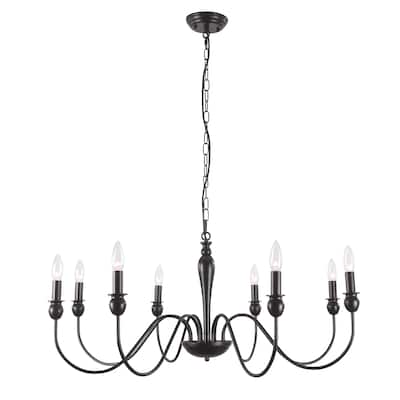 8-Light Candlestick Hanging Linear Island Chandelier Lighting Fixture for Dining Room Kitchen Island