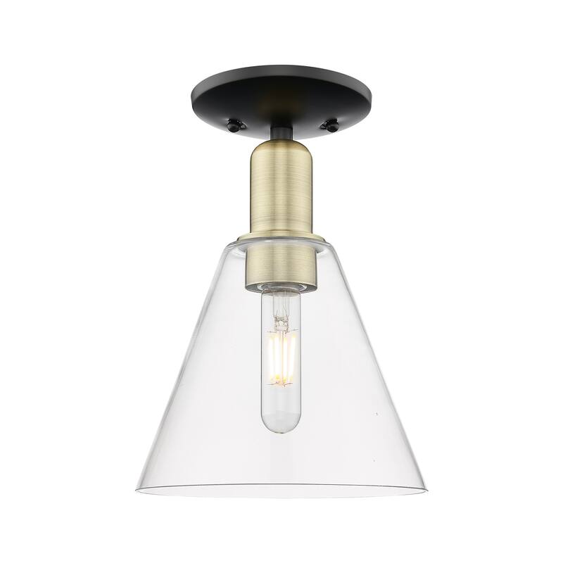 Innovations Lighting 716-1C-12-8 Berkshire Glass Semi-Flush Berkshire - Black Antique Brass / Clear