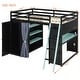 preview thumbnail 59 of 64, Wood Full Size Loft Bed with Blackout Curtains and RGB Lights, Gaming Loft Bed with Desk & Shelves