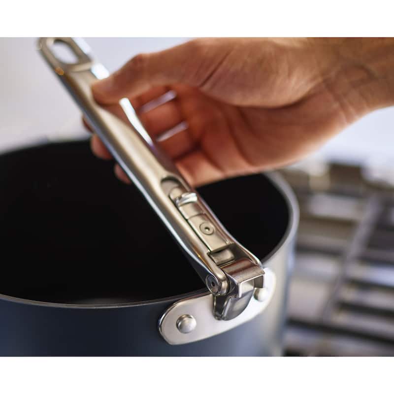 Joseph Joseph Space Ceramic Non-Stick 2.9 Qt. Saucepan with Folding Handle and Lid