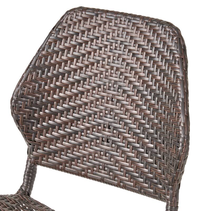 Outdoor 2 piece rattan dining chair with iron legs and backrest for dining room kitchen bedroom living room terrace