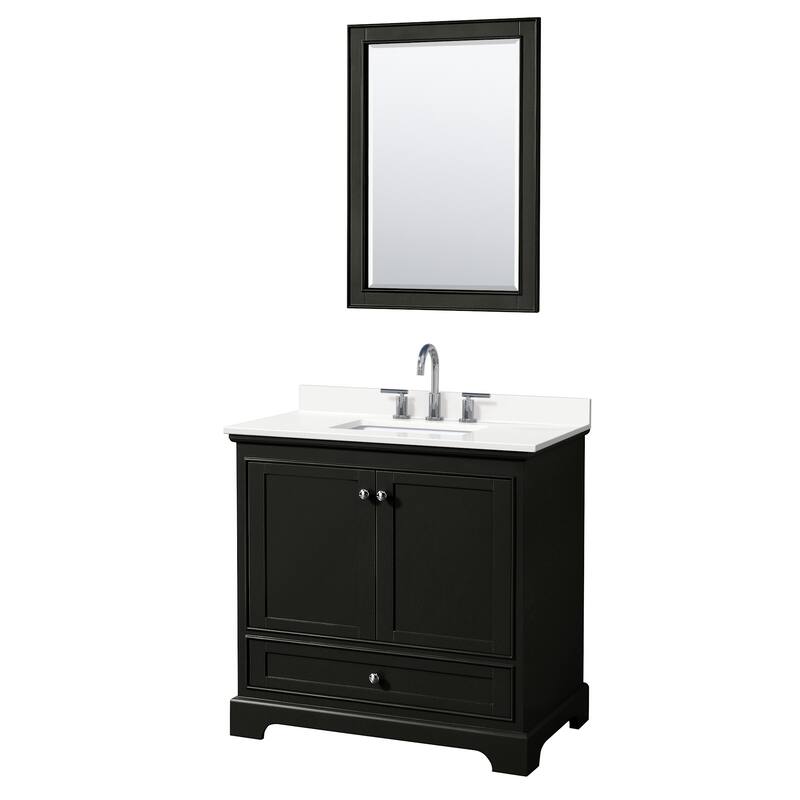 Wyndham Collection WCS202036S-QTZ-US3M24 Deborah 36" Free Standing - Dark Espresso / White Quartz Top / Polished Chrome
