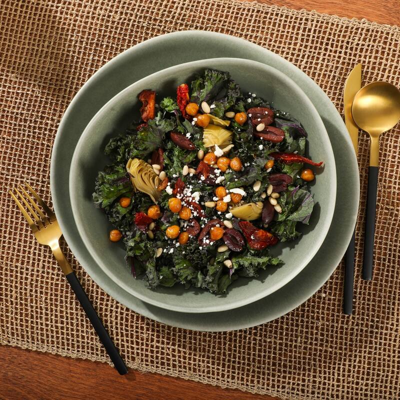 Gibson Elite Zion Mist 16 Piece Stoneware Reactive Glaze (Service for 4) Ceramic Plates and Bowls Modern Organic Dinnerware Set