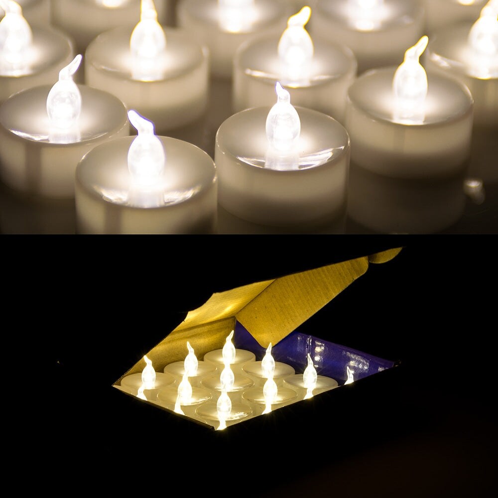 AGPtEK 24pack Cool White Led Tealight Flickering Candles Party