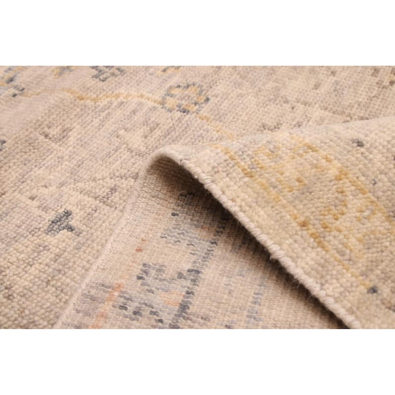 ECARPETGALLERY Hand-knotted Modern Oushak Light Grey Wool Rug - 7'10 x 9'7