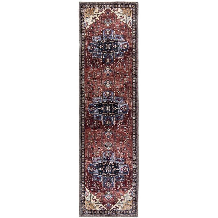 L'Baiet Monica Red Distressed Machine Washable Rug