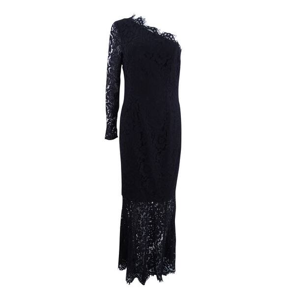 Shop Fame And Partners Women S Lace One Shoulder Gown 20 Black