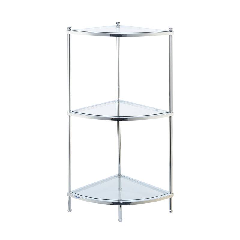 Convenience Concepts Royal Crest 3 Tier Glass Corner Shelf
