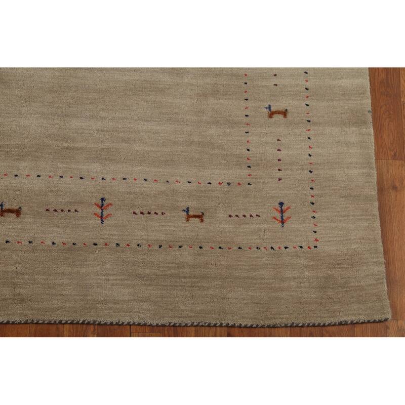 Little Animals Tribal Gabbeh Area Rug Hand-Knotted Wool Carpet - 6'6"x 9'10"