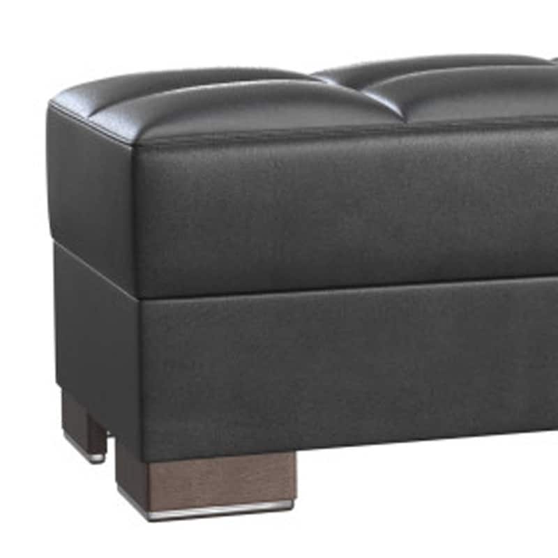 HomeRoots 52" Black and Brown Faux Leather Storage Ottoman