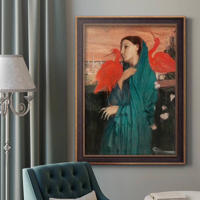 Young Woman with Ibis Premium Framed Canvas- Ready to Hang