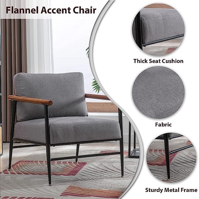 Ebello Comfy Simple Upholstered Single Armchair for Living Room