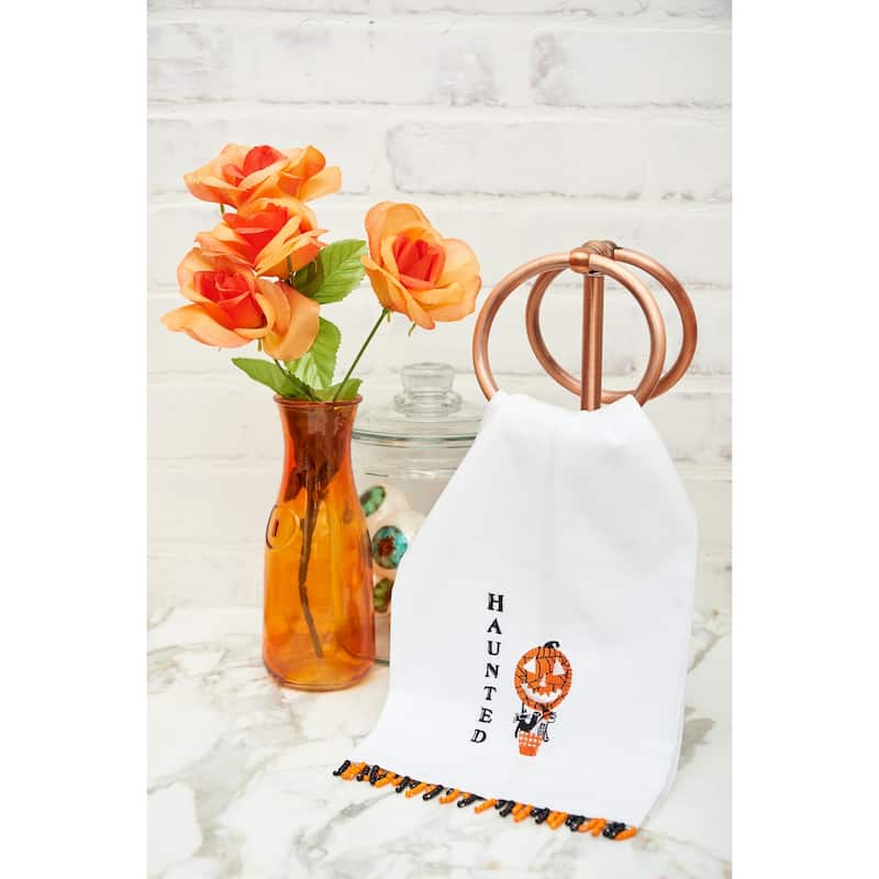 Haunted Pumpkin Beaded Guest Towel