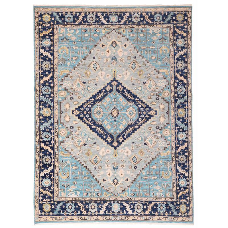 ECARPETGALLERY Hand-knotted Jules Serapi Sky Blue Wool Rug - 8'11 x 12'0