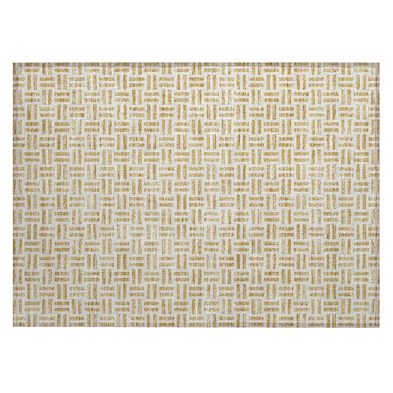 Machine Washable Indoor/ Outdoor Contemporary Basketweave Chantille Rug