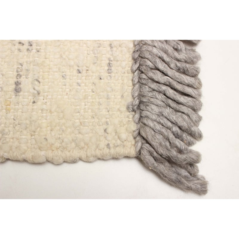 ECARPETGALLERY Braid weave Sienna Cream Wool Rug - 5'4 x 7'8