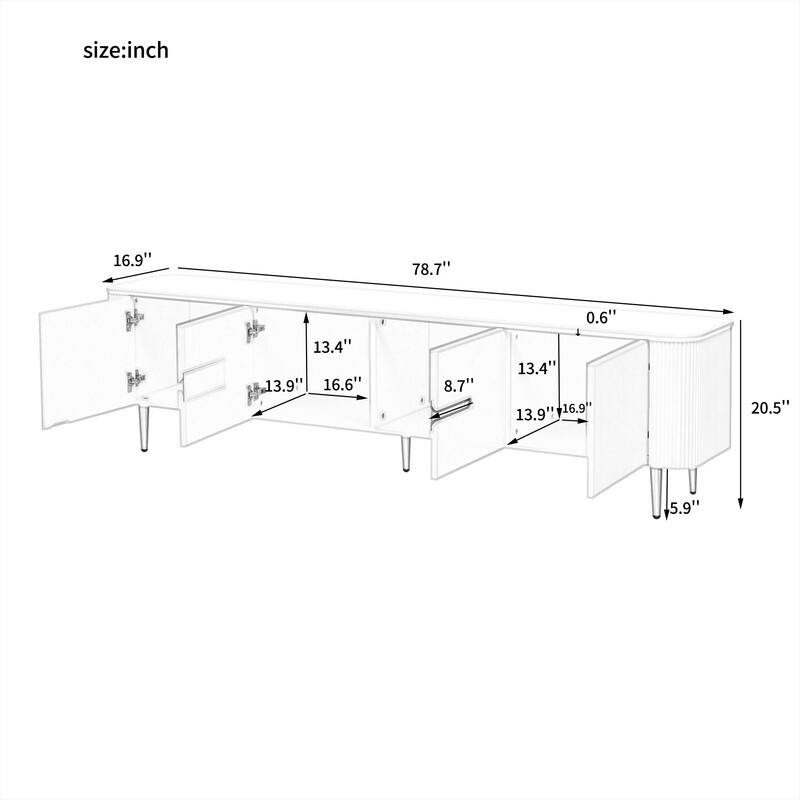 78.7''Minimalist TV Stand for TVs up to 85 Inches, Modern Entertainment Center Media Console with 4 Spacious Cabinets