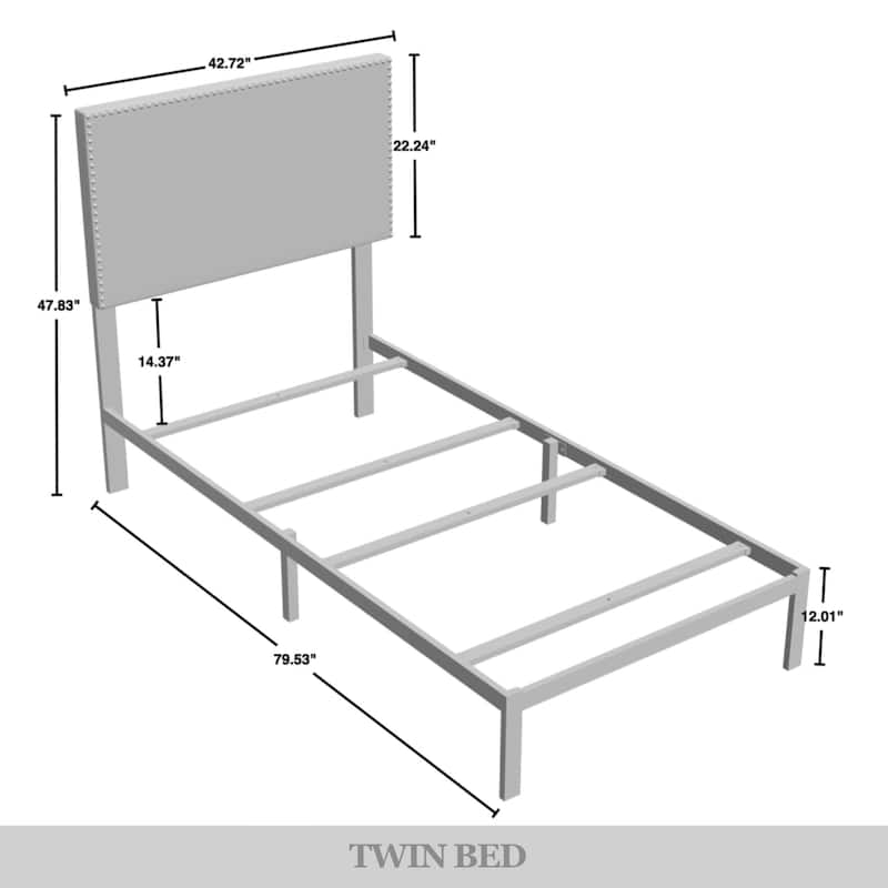 CraftPorch Modern Linen Silver Finish Nailhead Upholstered Bed