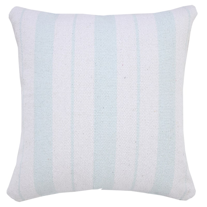 HomeRoots 20" X 20" Bright Blue And White 100% Cotton Coastal Zippered Pillow