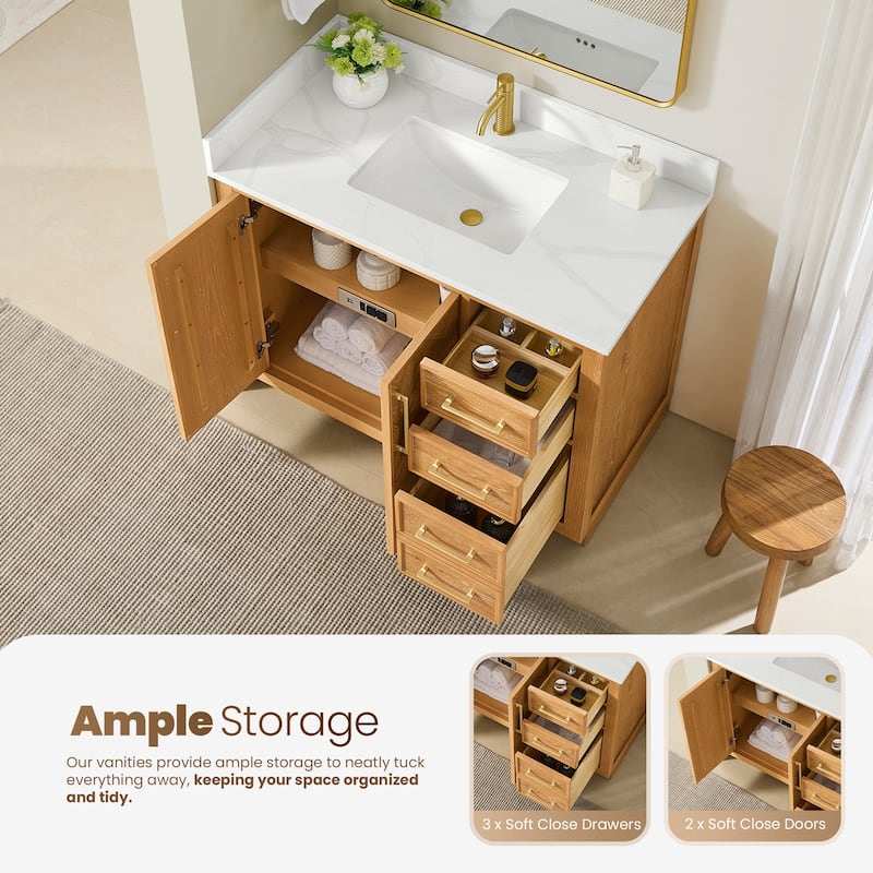 Jakarta Bath Vanity with Quartz Stone Top without Mirror