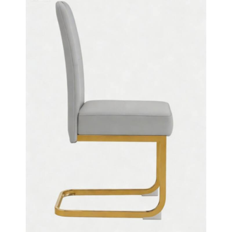 Set of 4, 15.7" PU Upholstered Dining Chairs with Golden Metal Legs