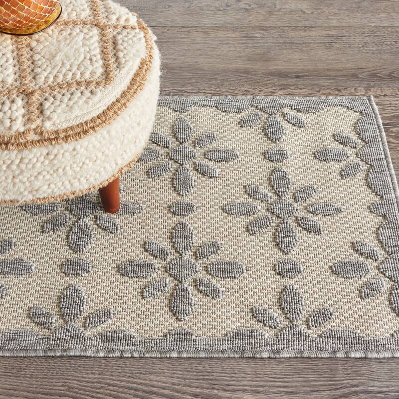 Nourison Palamos Modern Floral Hi Low Geometric Indoor Outdoor Area Rug