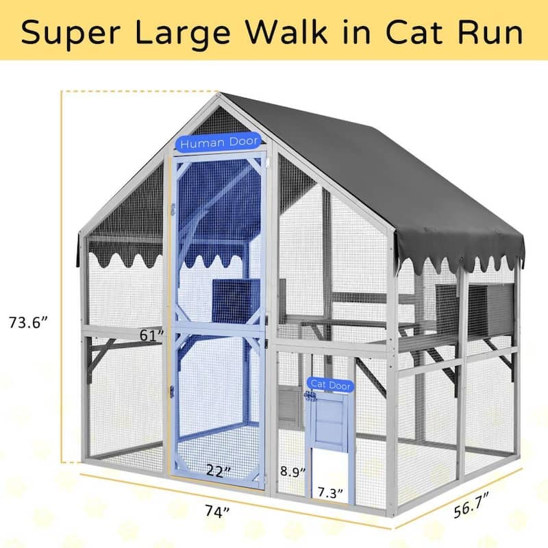 Outdoor Super Large Walk-in Cat Enclosures with Houses