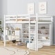 preview thumbnail 1 of 12, Full Size Loft Bed with 8 Open Storage Shelves, Built-in Ladder, Solid Pine Wood Frame, Space-Saving Design for Bedroom, White White