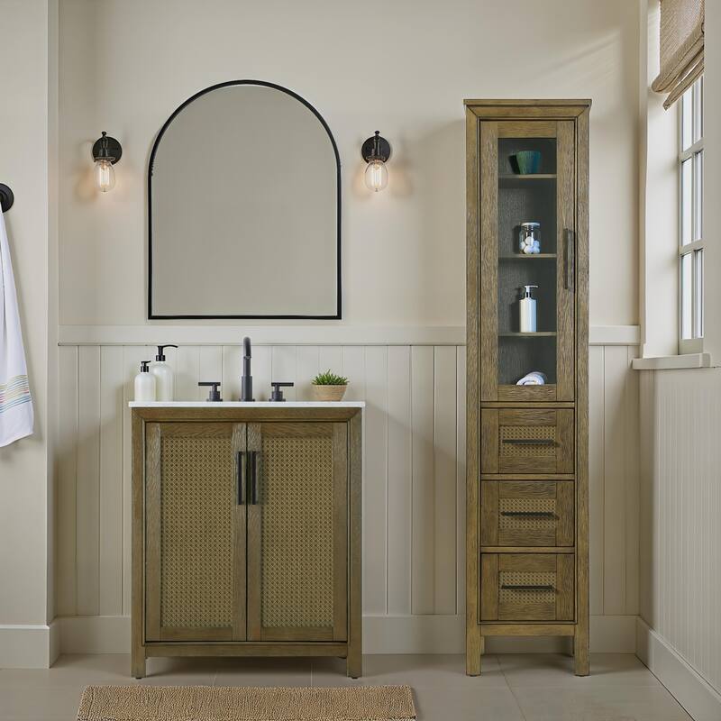 Winslow 16-28 Inch Bath Storage Glass Cabinet