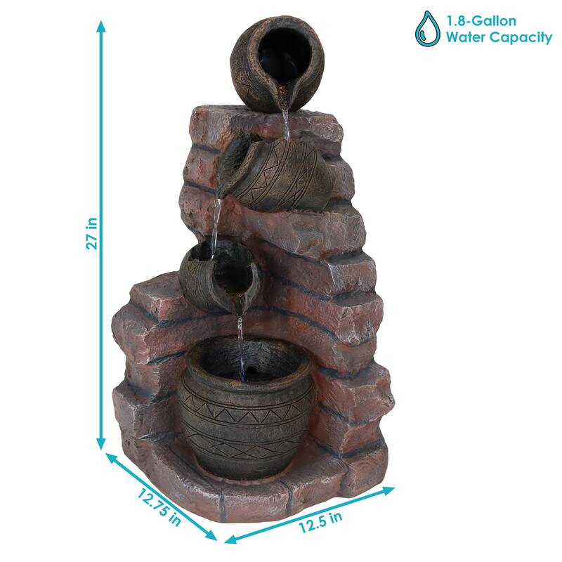 Sunnydaze Crumbling Bricks Solar Water Fountain - 27"