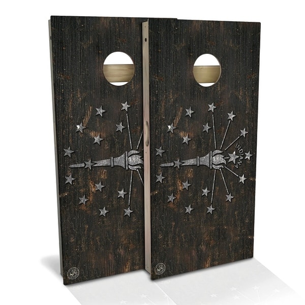 slide 2 of 9, Indiana Flag Rustic Outdoor Cornhole Board Set Backyard 2x4 - NO Accessories
