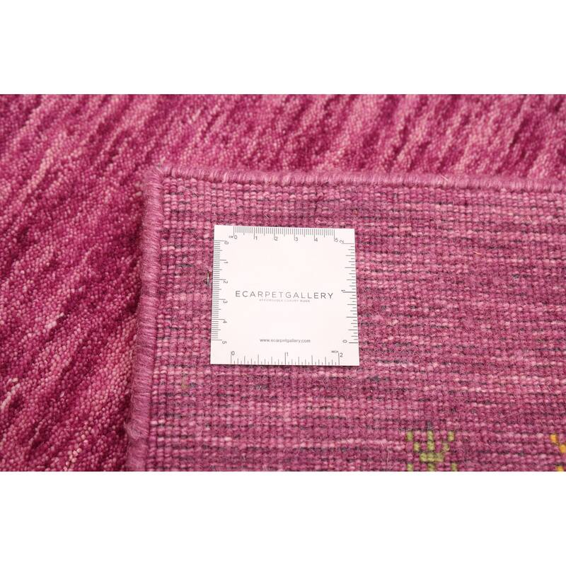 ECARPETGALLERY Hand Loomed Kashkuli Gabbeh Dark Magenta Wool Rug - 4'11 x 7'9