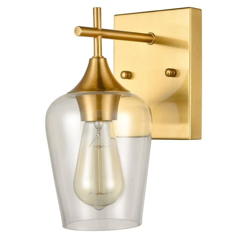 Angers Modern Simplicity 1-Light Clear Glass Wall Sconce Industrial Bathroom Vanity Lighting