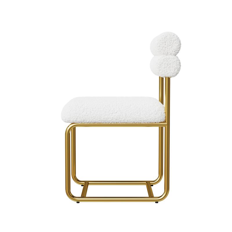 Teddy Fabric Dining Chairs, Thick Cushioned, Sturdy & Comfy, Set of 2