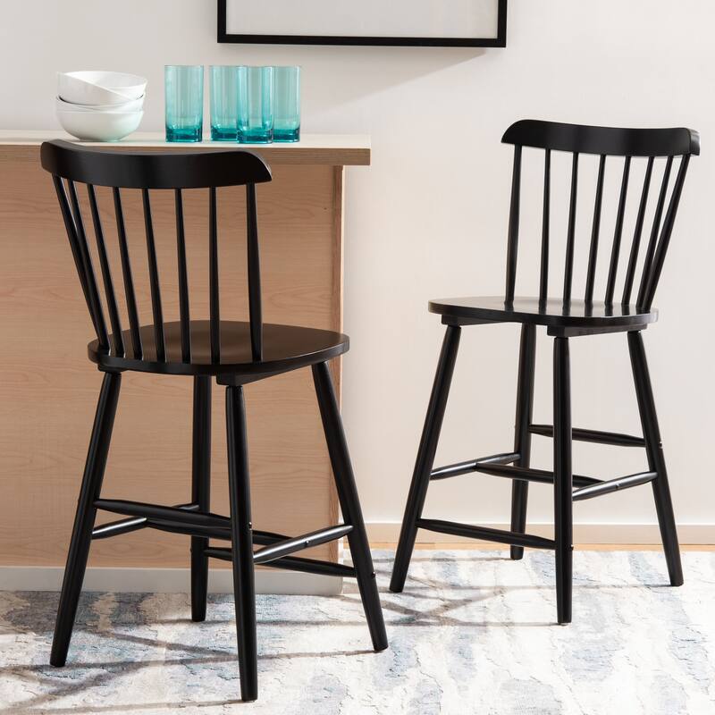 SAFAVIEH Arra 24-inch Spindle Farmhouse Counter Stool (Set of 2) - 19.9" x 20.1" x 43.1" - 20"W x 20"D x 38"H