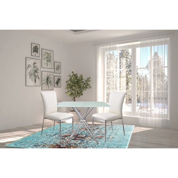 White frosted glass dining best sale table