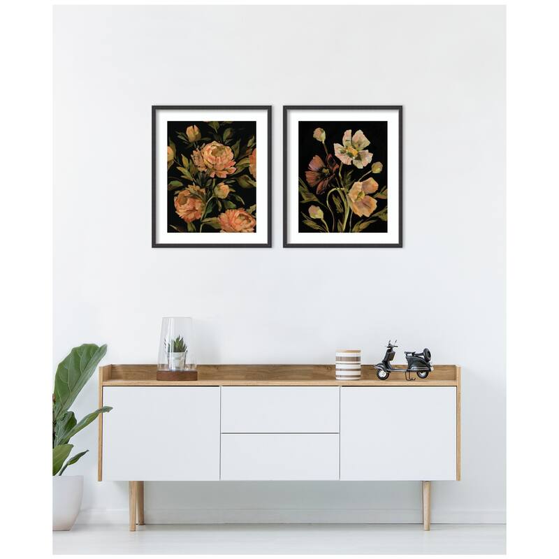 Kate and Laurel Moody Floral 3 & 5 2 Piece Framed Wall Art Print Set by Annie Quigley