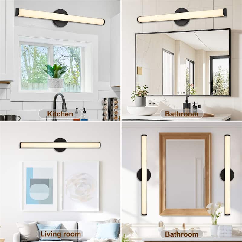 Modern 30" Black LED Bathroom Light