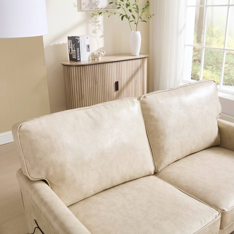 Loveseat Sofa,Mid Century Modern Love Seat, 2 Seater Sofa Couches For Living Room,Small Couch With Usb & Removable Pillow Cover