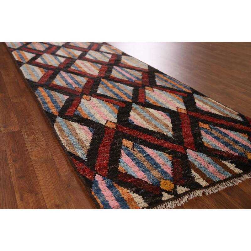 Trellis Moroccan Oriental Runner Rug Handmade Wool Carpet - 3'4" x 12'8" - 3'4" x 12'8" - Multi-Color