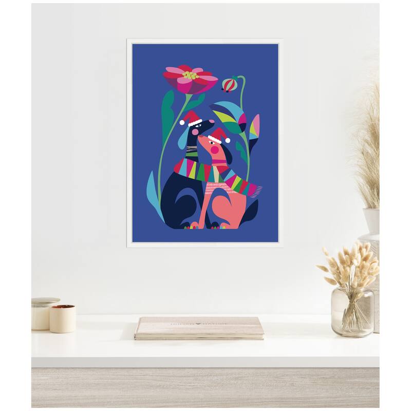 Kate and Laurel Framed Canvas Christmas Dogs Love by Rachel Lee