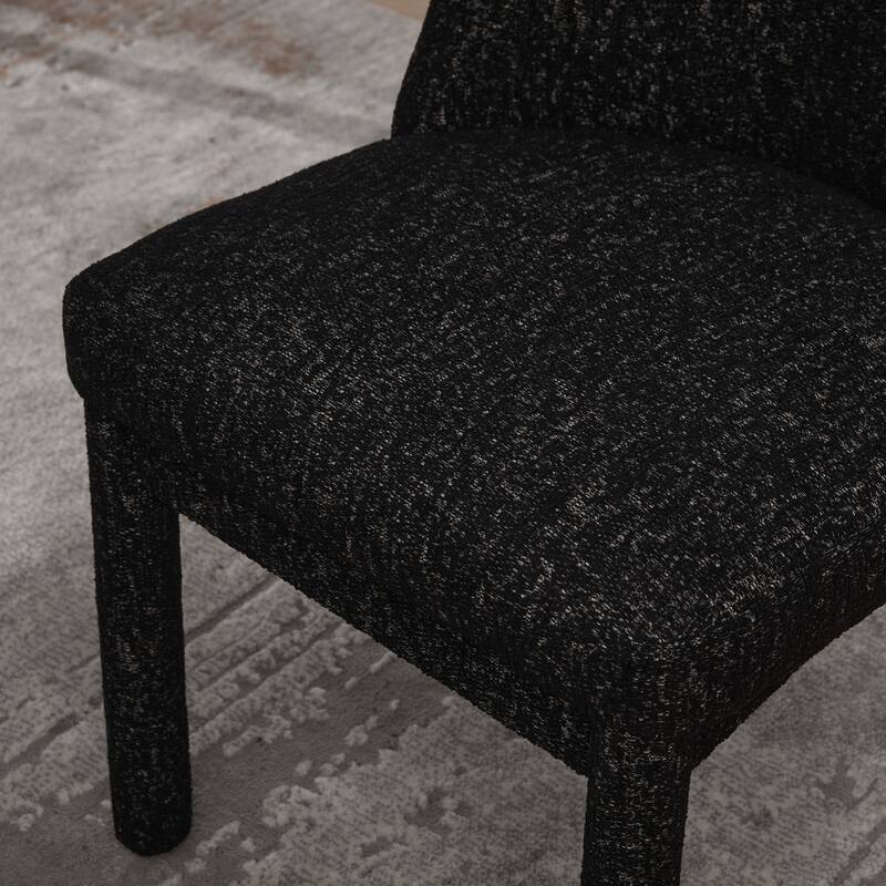 21.46" Wide Modern Minimalist Dining Chair Set Of 4, Chenille Upholstered, Rubberwood Legs, High Curved Backrest