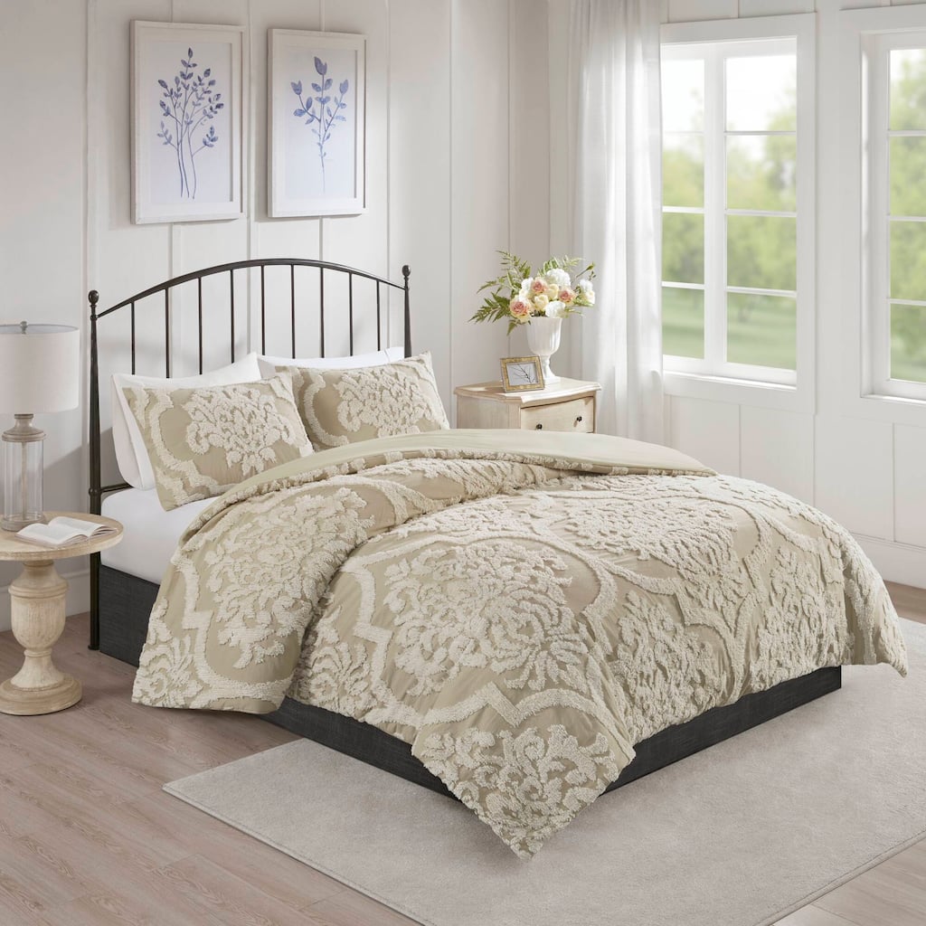 Madison Park Aeriela Tufted Cotton Chenille Damask Comforter Set